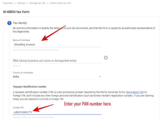 Google AdSense Me Tax Information Submit कैसे करें